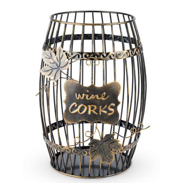 Wine Cork Holder Accent End Table GOBLET BARREL Hinged Top Bar Rustic